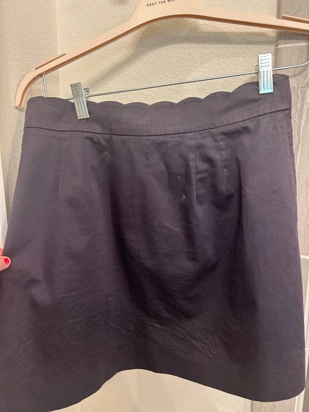 J. Crew Scallop-Trim Navy A-Line Skirt